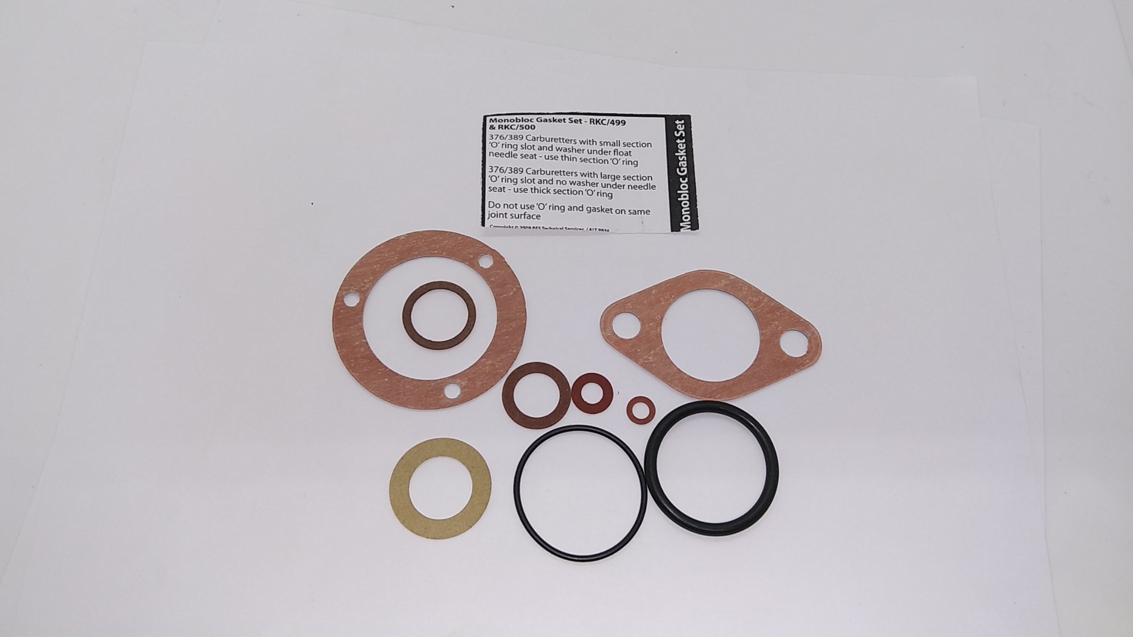 389/121A Gasket Kit, 389, Monobloc, Amal RKC/500