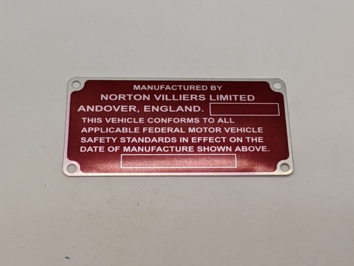 061441 Norton Manufacture Plate/ID, Norton Villiers