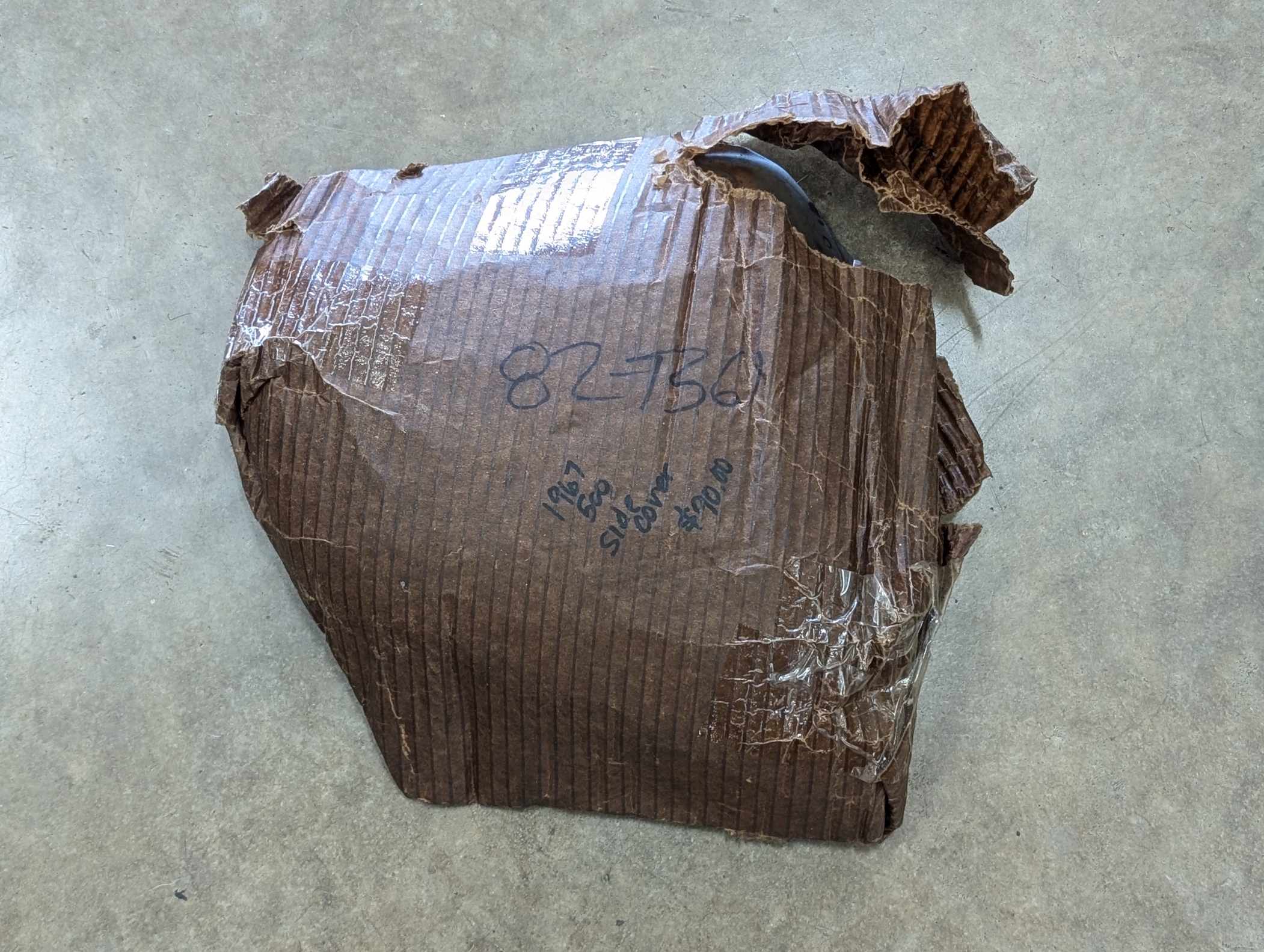 82-7361 LH Side Cover, 1 Hole, Bare, Tri T100, 1967 - NOS 3