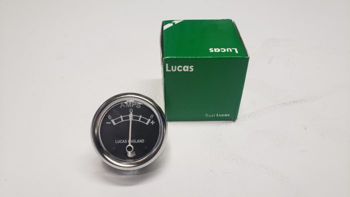 36403L Ammeter, Black 8-0-8, Lucas Repro, 1-3/4" Diameter