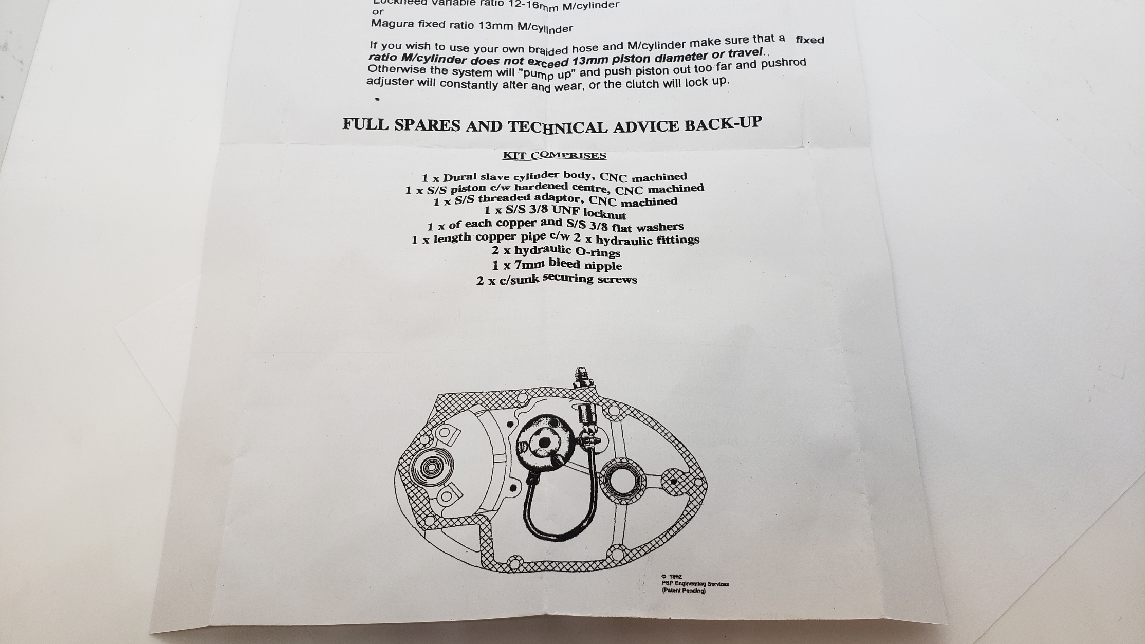 MP PSP001 Hydraulic Clutch Kit - Image 10