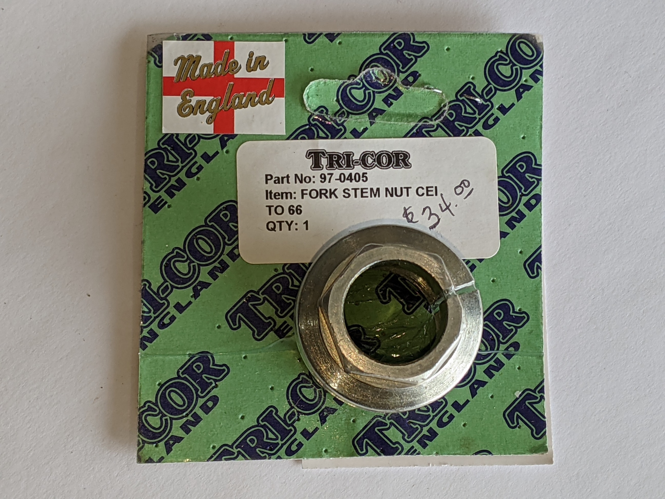 97-0405E Sleeve Nut, Steering Stem, Stainless, English Made