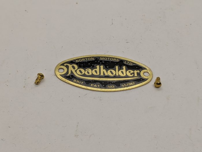 067114 Roadholder Badge, Fork, Brass with 2 Rivets