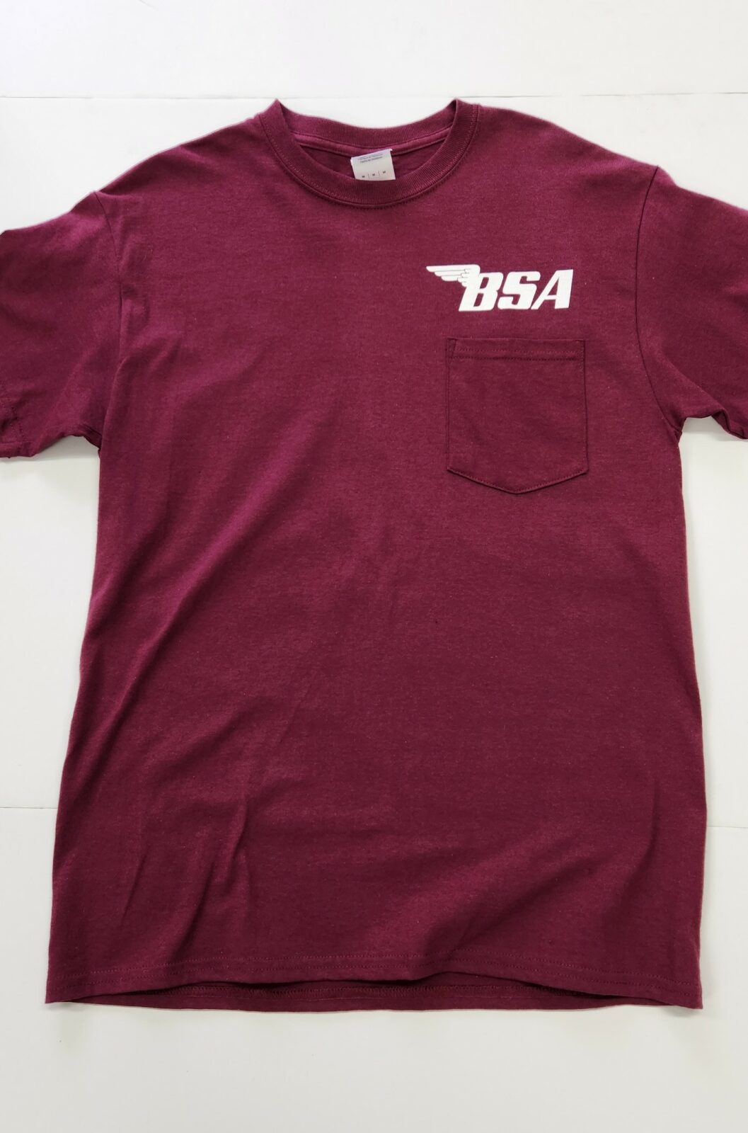 MP40-299 TShirt, Maroon Pocket with White BSA Logo – Morrie's Place Cycle