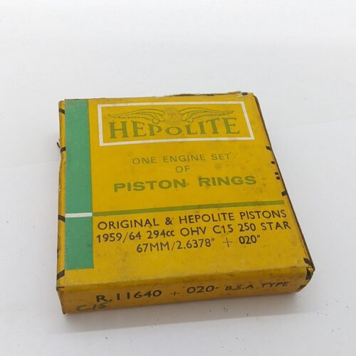 11640 Piston Ring Set, BSA C15, .020" Over, NOS Hepolite - England