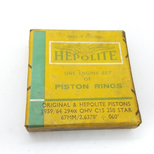11640 Piston Ring Set, BSA C15, .060" Over, NOS Hepolite - England