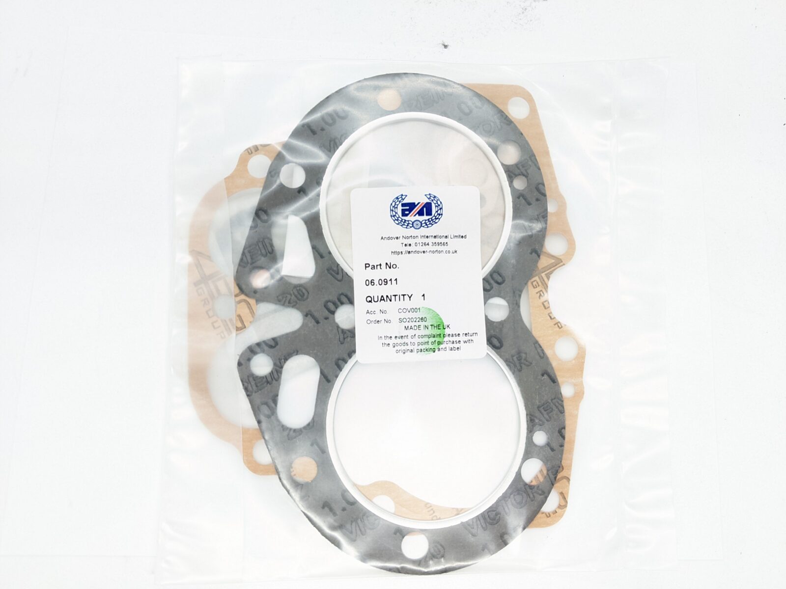 060911 Top End Gasket Set, Norton 750, Composite