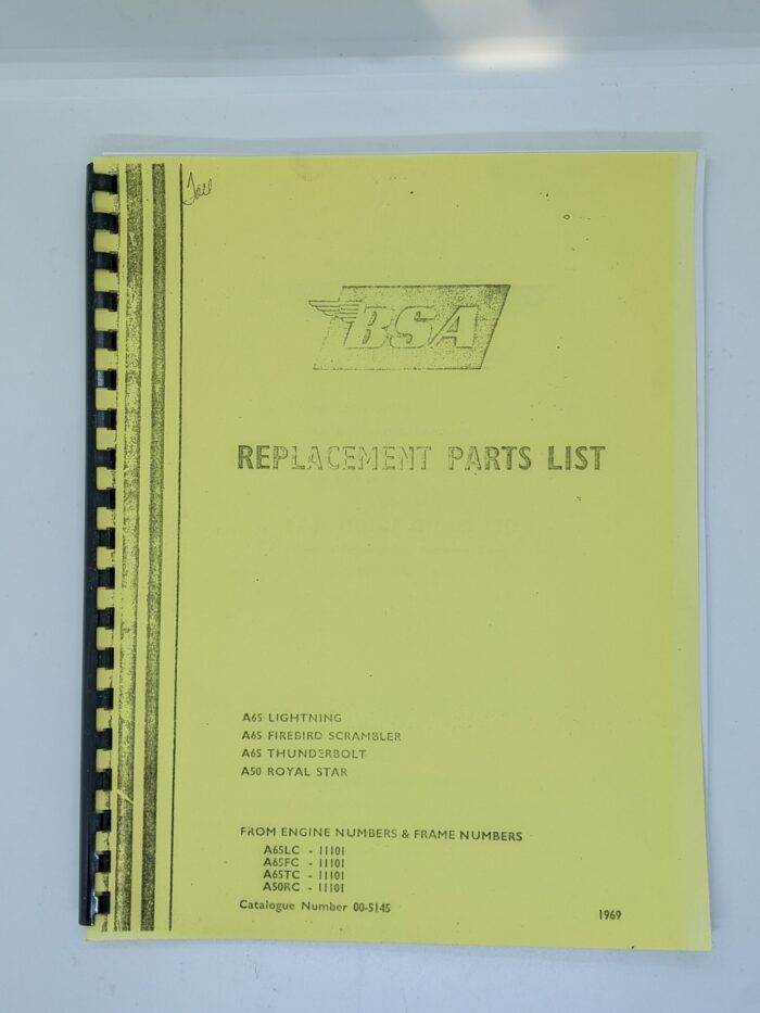 MP17-5145 Replacement Parts/Spares List, BSA A50/A65, 1969 List, BSA A50/A65, 1969