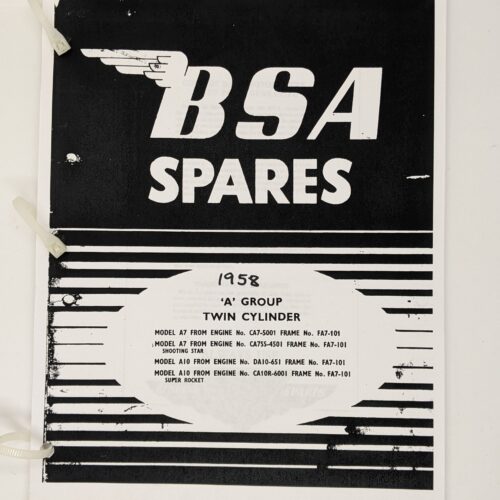 MP17-1958 Replacement Parts/Spares List, BSA A7/A10, 1958, Copy