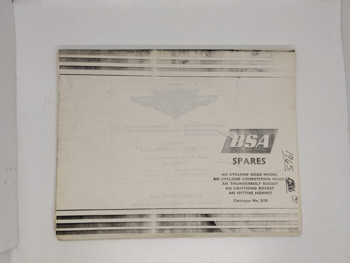 MP17-5118 Replacement Parts/Spares List, BSA A50/A65, 1965