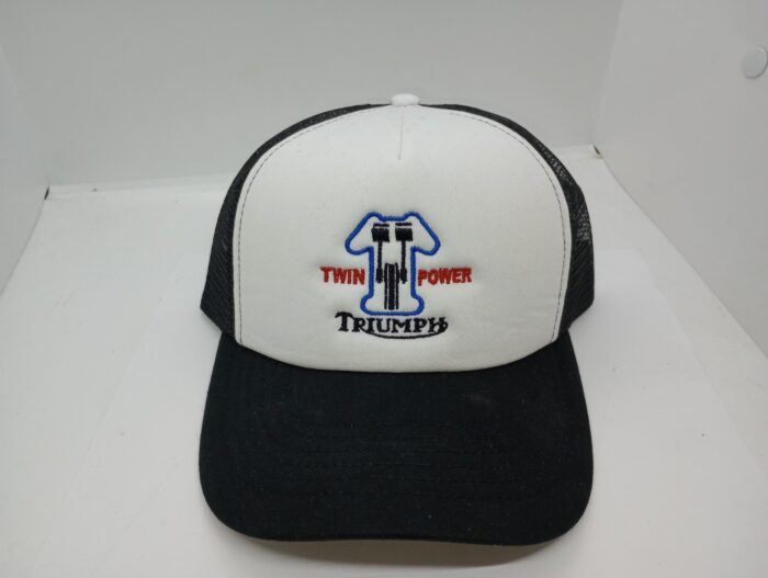 MP42-125 Hat, White with Black Mesh, Twin Power Logo