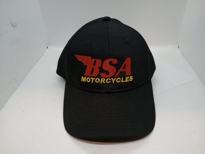 MP42-210 Black Hat with Red/Gold BSA Motorcycle Logo