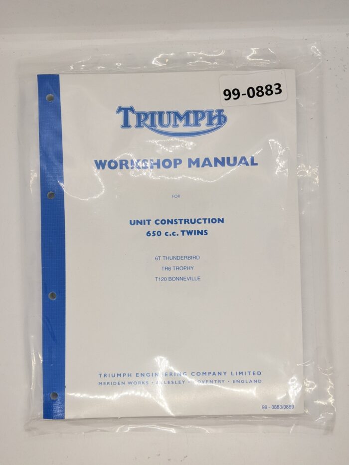 99-0883 Workshop Manual, Tri 650 Twins 6T/TR6/T120, 1963-1970, Reprint