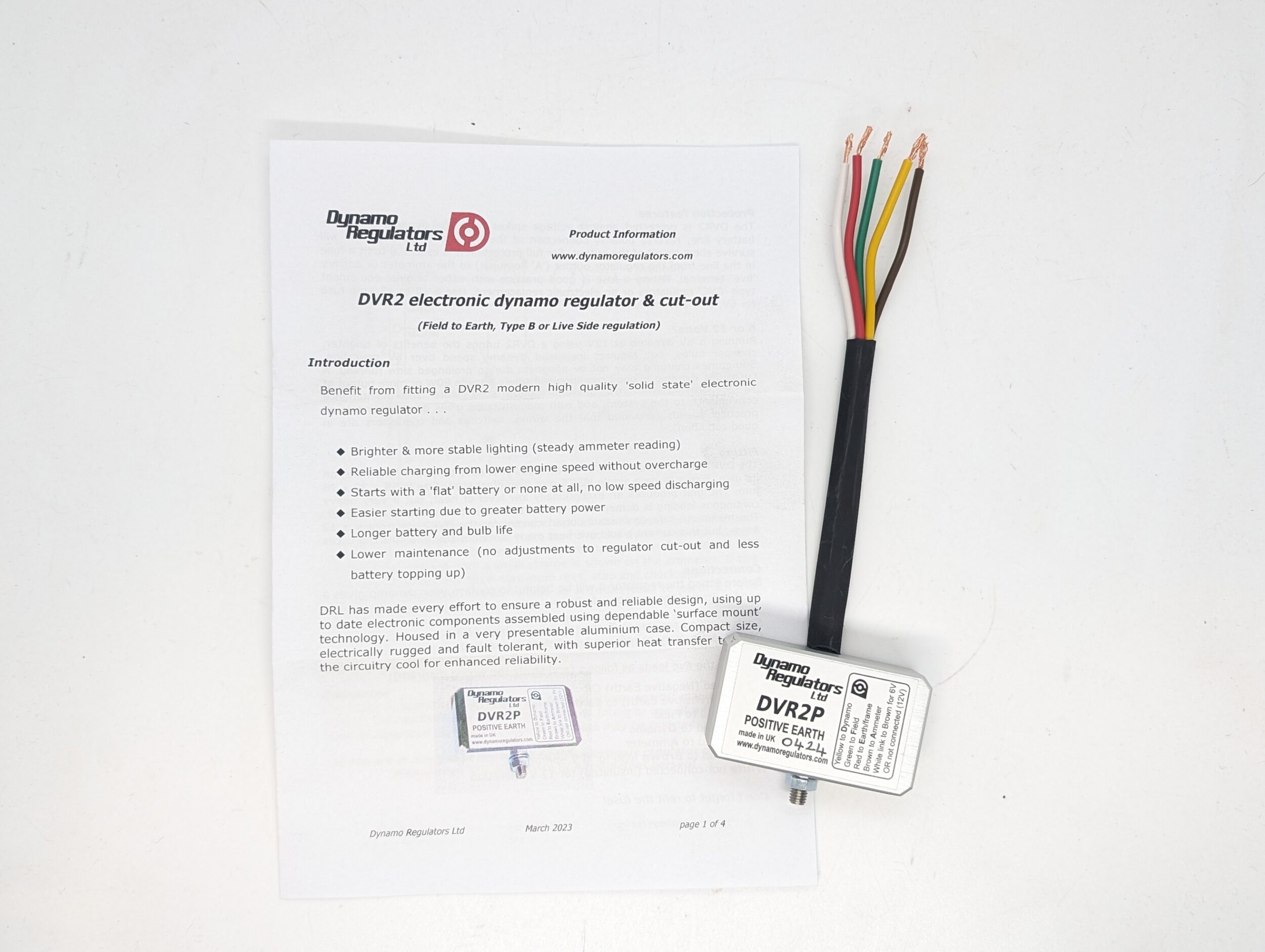 DVR2+ Dynamo Voltage Regulator, Positive Earth