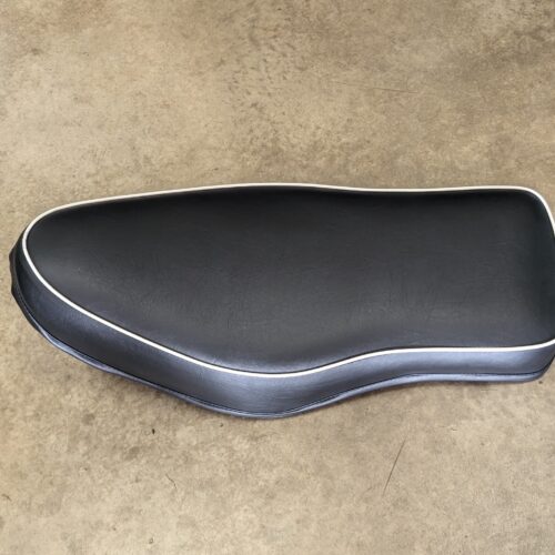 42-9072 Seat, Black Top & Sides, White Piping, BSA A7/A10