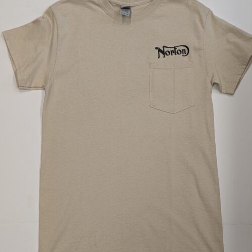 MP40-360 Light Tan/Ice Pocket TShirt with Black Norton Logo