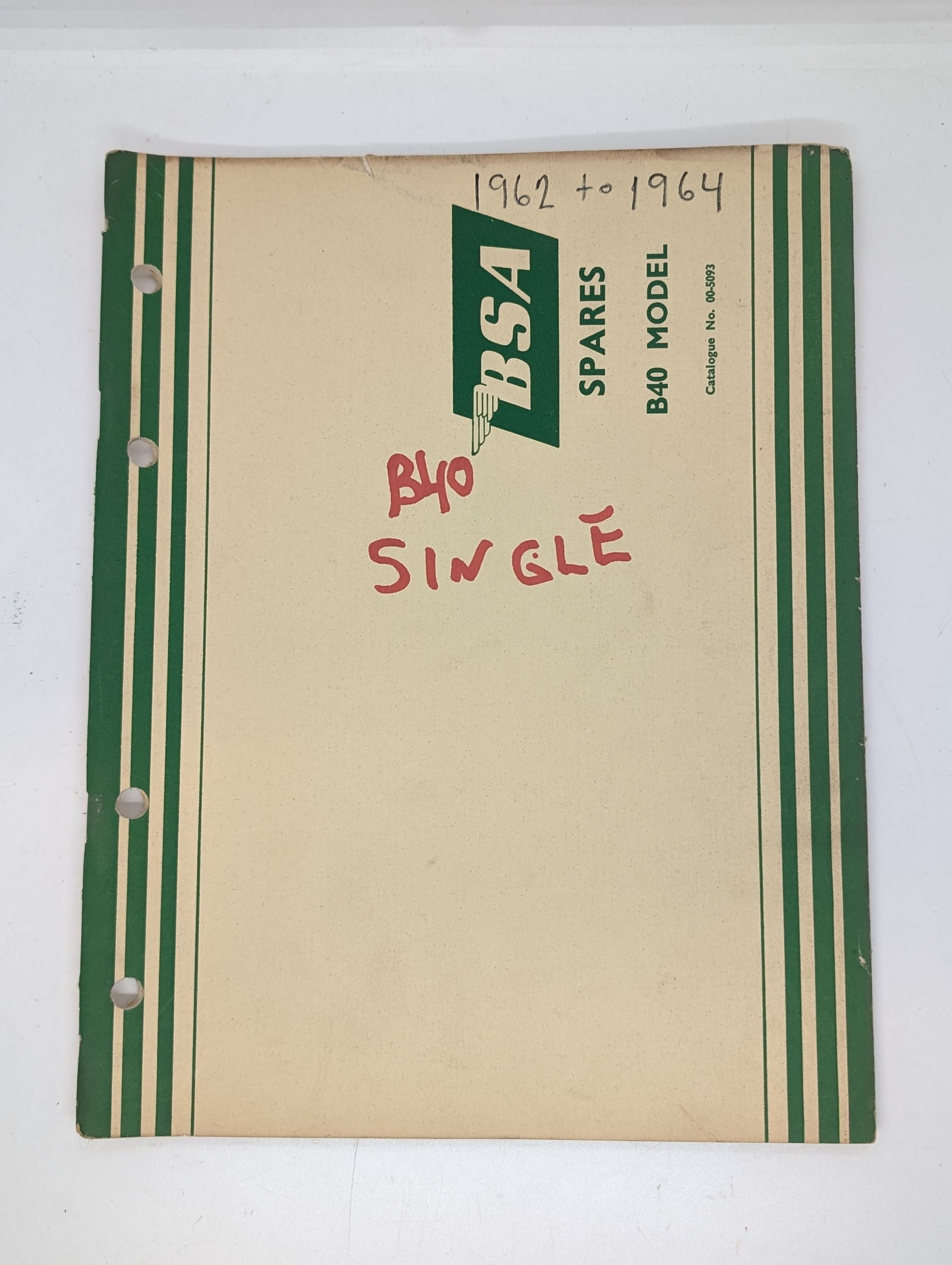 MP17-005093 Replacement Parts/Spares List, BSA B40 - Used Original