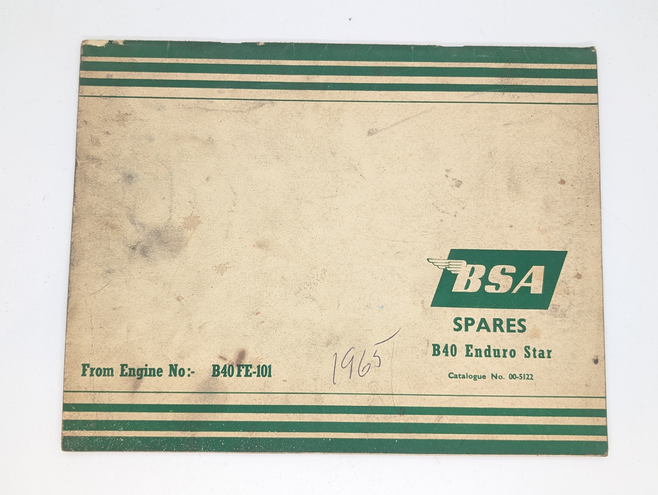 MP17-005122 Replacement Parts/Spares List, BSA B40 Enduro Start - Used Original