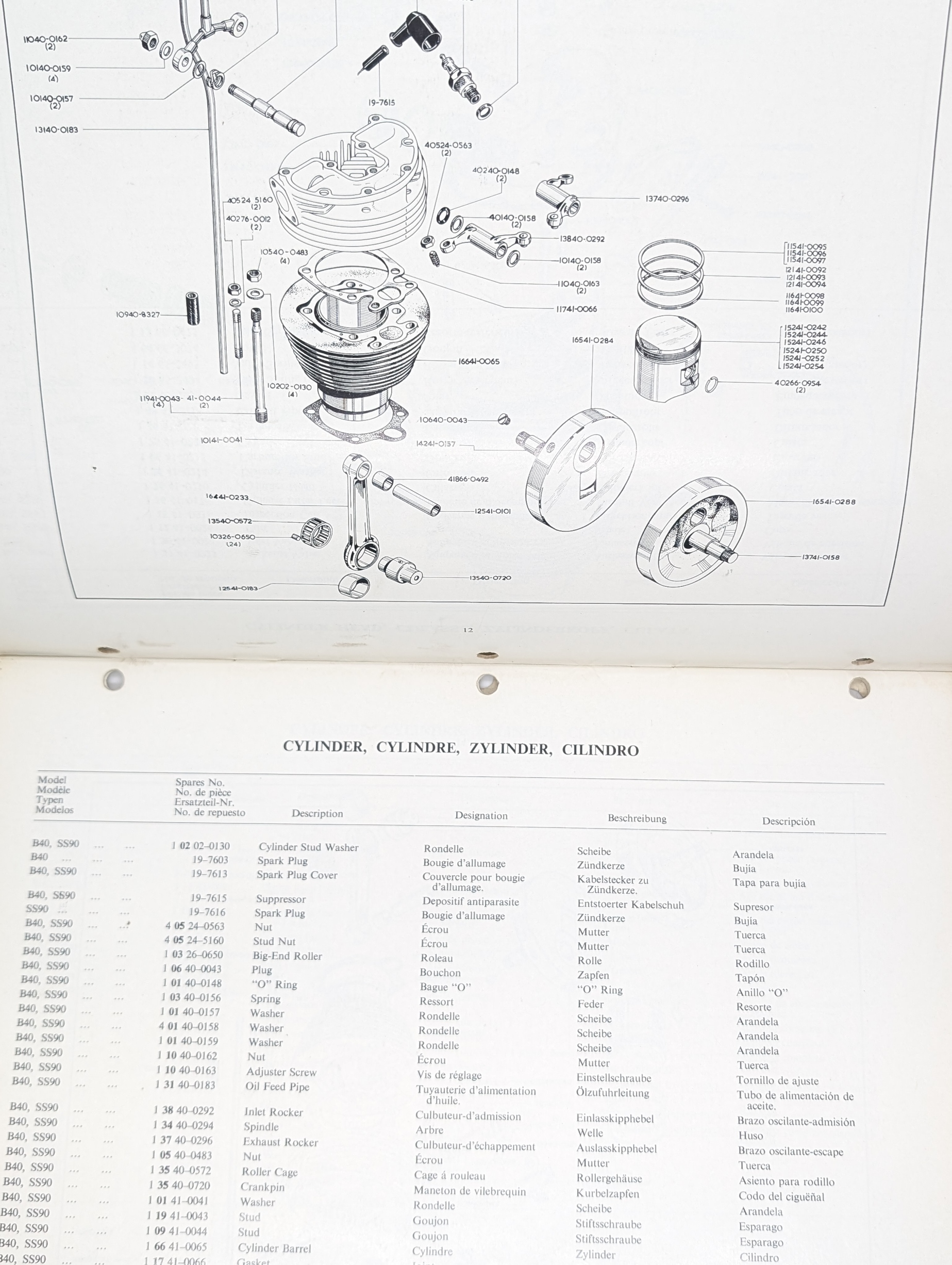 MP17-BB40 Replacement Parts/Spares List, BSA B40 Star/Sports Star - Used Original 2