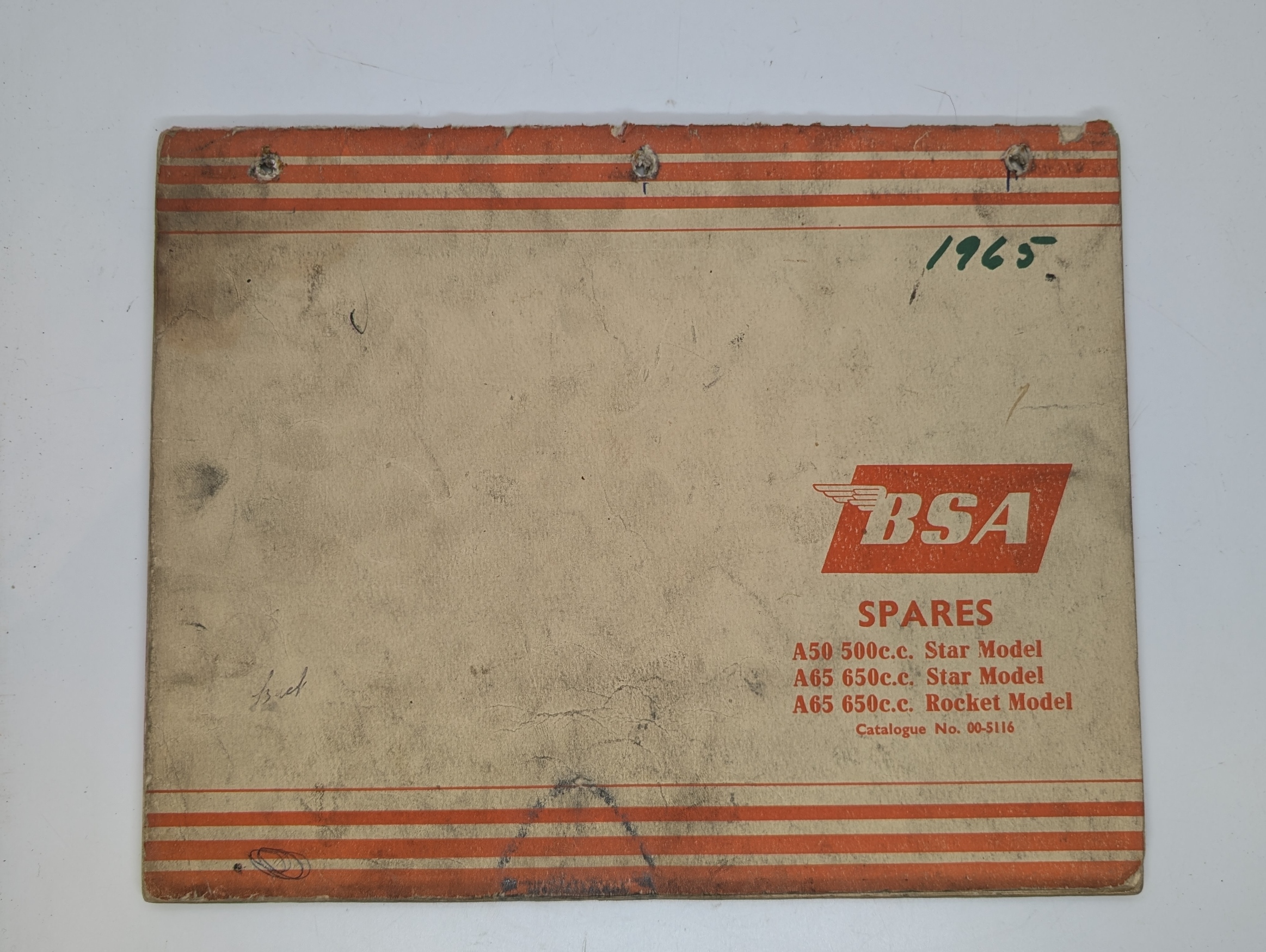 MP17-005116 Replacement Parts/Spares List, BSA A50/A65, 1963-65 - Original/Used