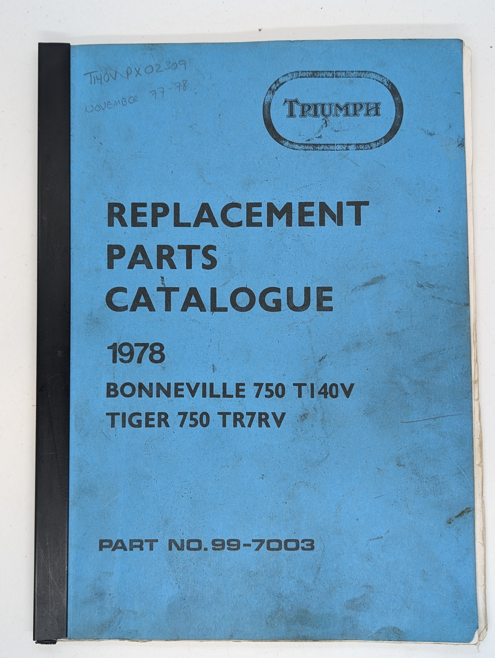 MP17-997003 Triumph Spare Parts List, 750cc T140V/TR7RV, 1978