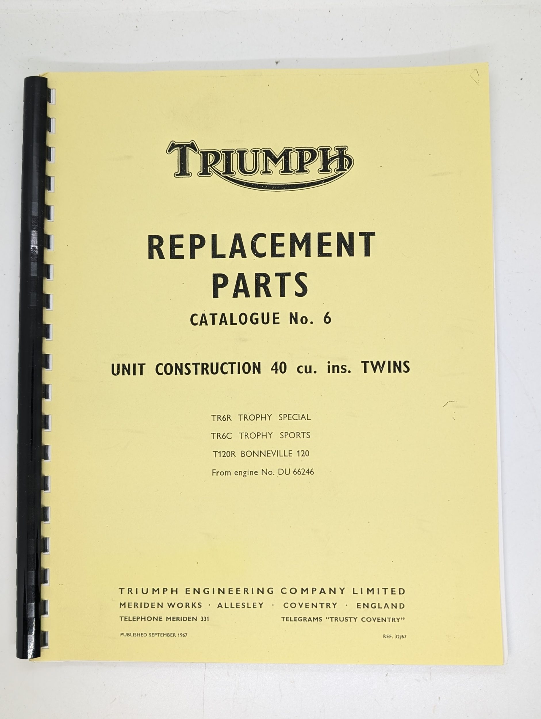 MP17-990880 Triumph Spare Parts List No. 6, Unit 650, TR6/T120, 1968