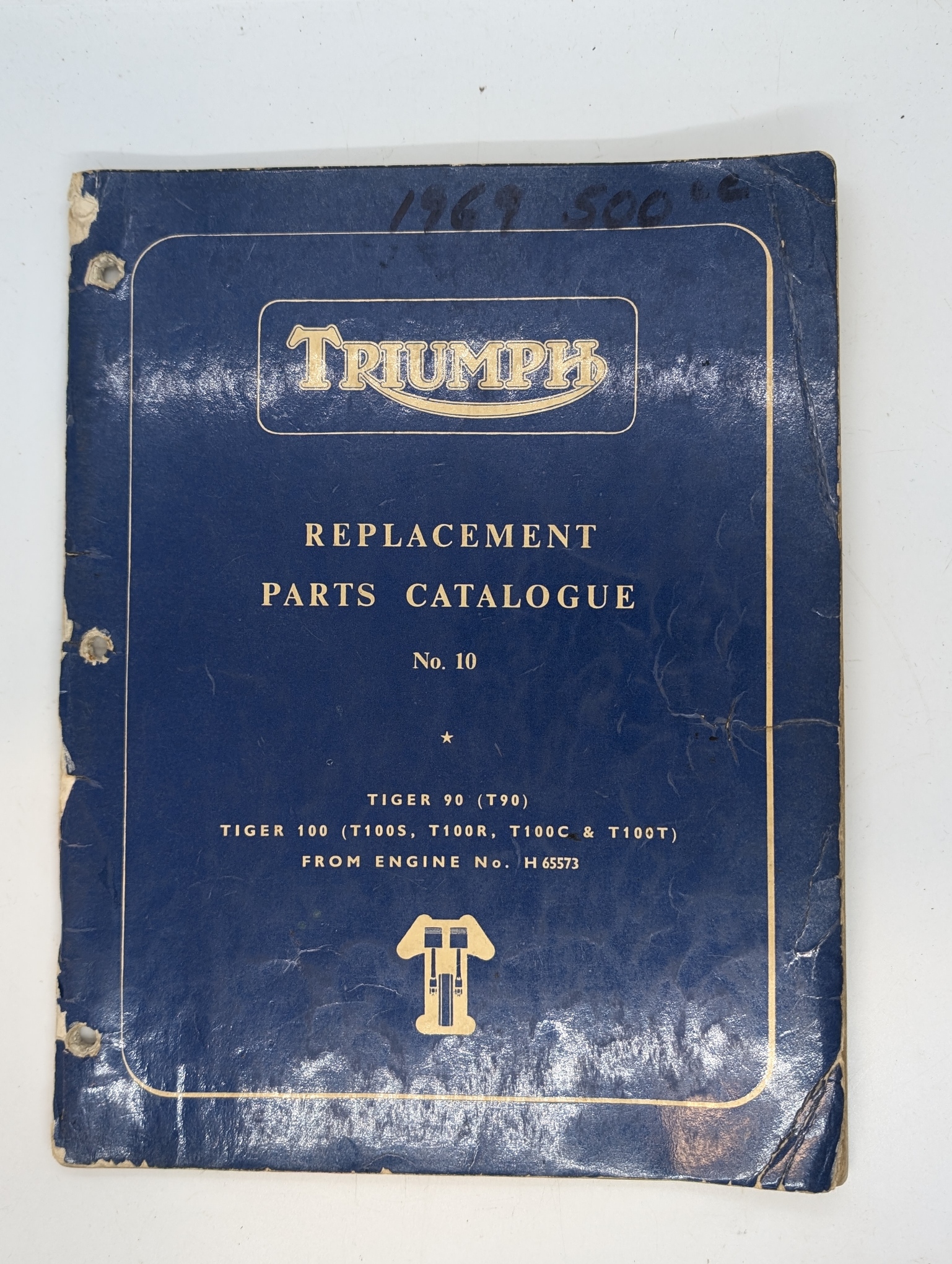 MP17-990833 Triumph Spare Parts List, No. 10, 350/500cc, T90/T100S/T100R/T100C/T100T, 1969