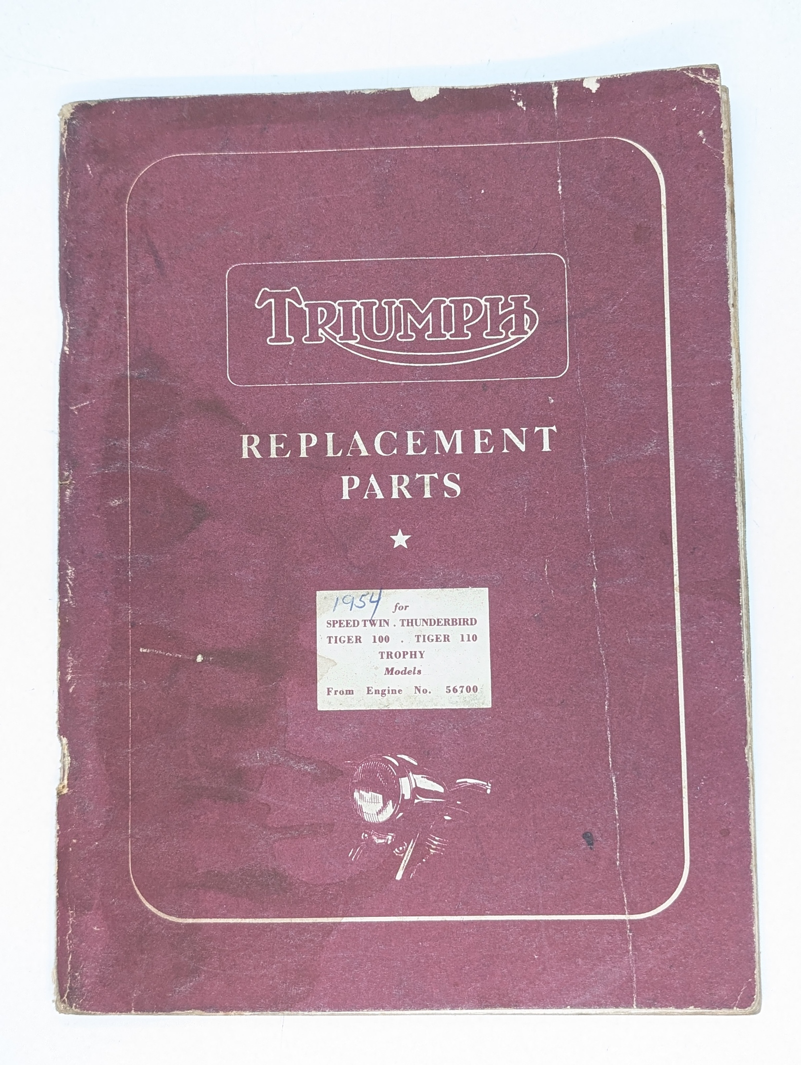 MP17-220/55 Triumph Spare Parts List, Speed Twin, Thunderbird, Tiger 100, Tiger 110, Trophy, 1954-1955