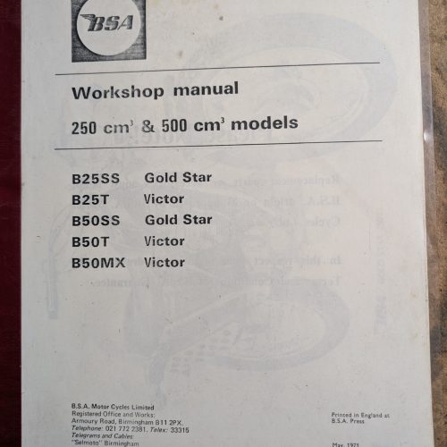 B25/71 Factory BSA Workshop Manual 250/500, 1971 - Photocopy