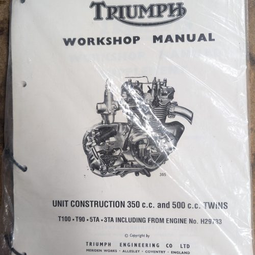 99-0843 Factory Triumph Workshop Manual for 350/500 Twins 3TA/5TA/T90/T100 - Photocopy