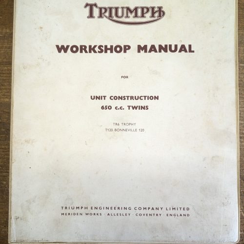 99-0889 Original Triumph Workshop Manual Unit Construction 650 Twins, TR6/T120 - Binder
