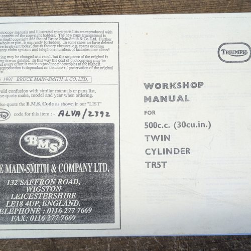 TR5T Triumph Workshop Manual for 500 Twin Cylinder TR5T - Copy