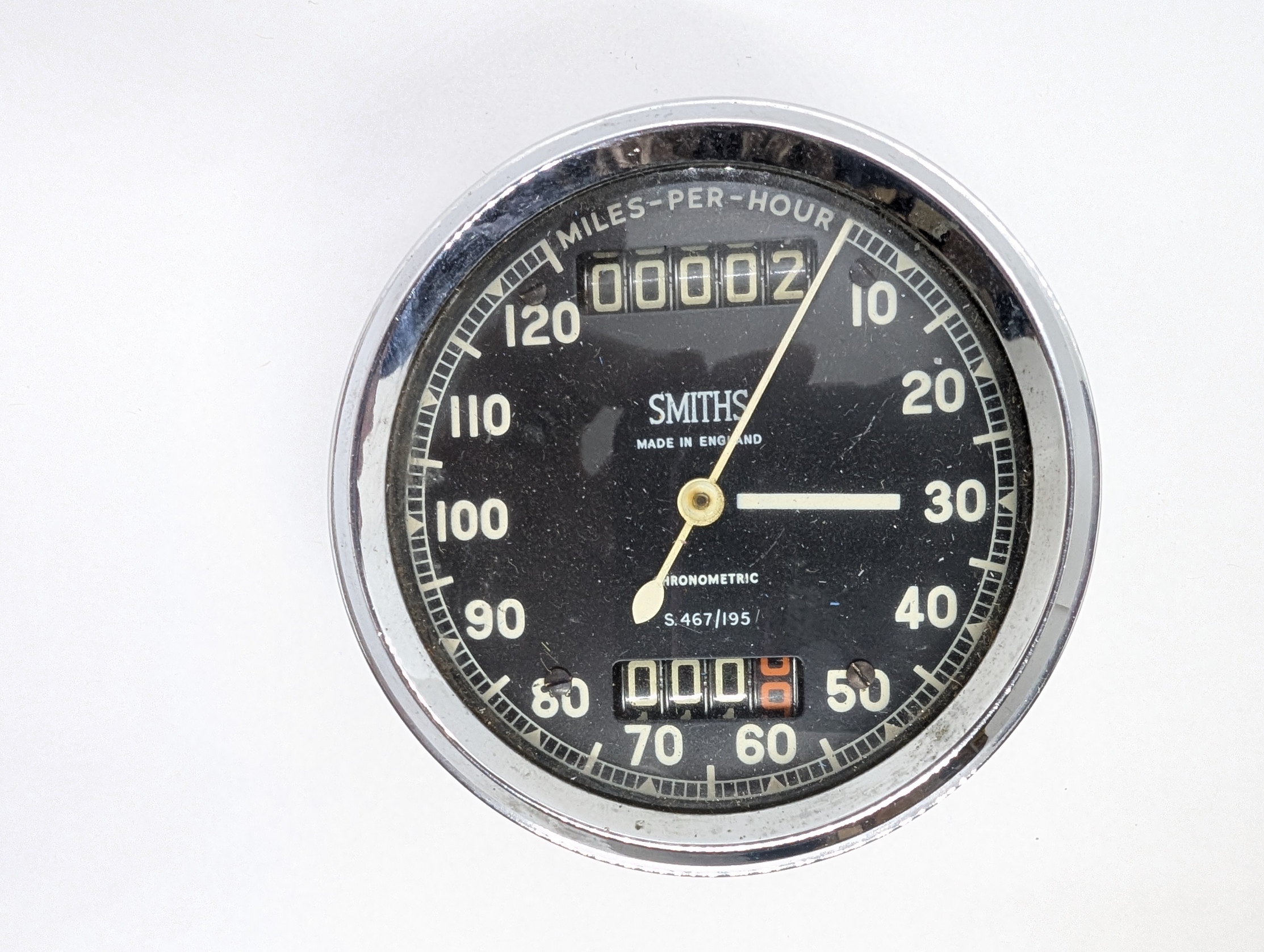S467/195 Genuine Smiths Chronometric Speedometer Black Face, 120MPH