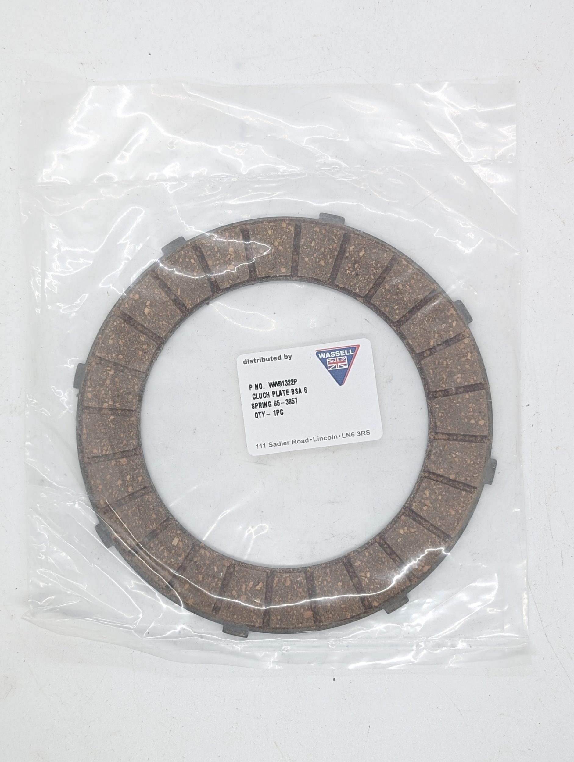 65-3857W Friction Clutch Plate, BSA A10/A7/B33/B31, Wassell
